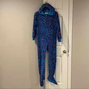 Girls Hooded & Footed Zip-up Pajamas